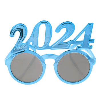 2024 Glasses Party Glasses Props Πρωτοχρονιάτικα ντεκόρ Πλαστική πινακίδα αριθμού πολύχρωμη