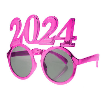 2024 Glasses Party Glasses Props Πρωτοχρονιάτικα ντεκόρ Πλαστική πινακίδα αριθμού πολύχρωμη