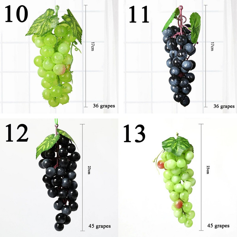 Mākslīgie augļi Viltus zaļās vīnogas Plastmasas viltoti dekoratīvie augļi Dzīvīgi Mājas Kāzu ballīte Dārza dekors Mini Simulācijas Augļi