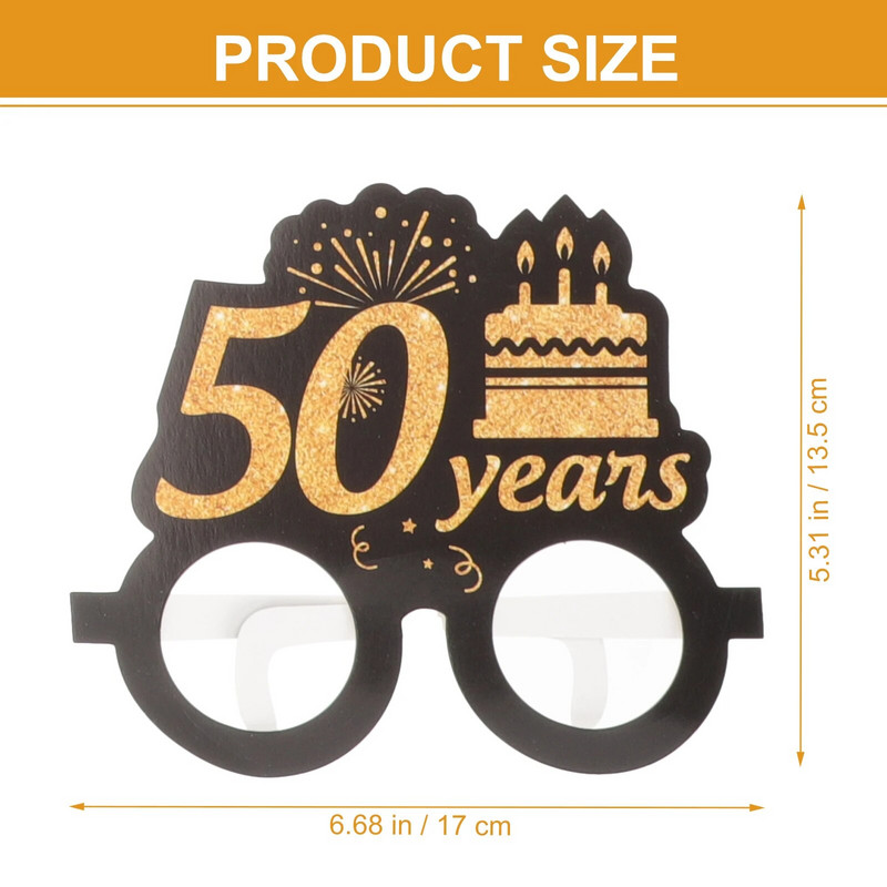 6 vnt. 50-ojo akiniai gimtadienio proga Akiniai nuo saulės Popieriniai akiniai vyrams Gimtadienio vakarėliui Akiniai Popieriaus dekoravimo reikmenys