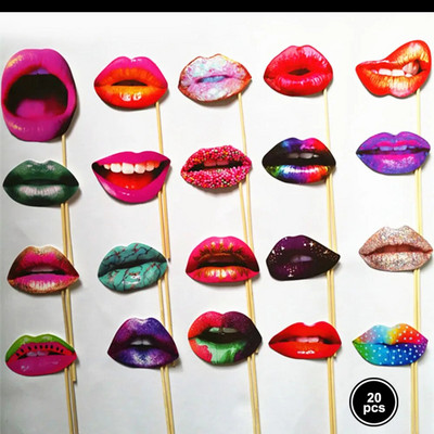 20 бр. Flamingo Hawaii Photo Booth Funny Lip Mouth Photobooth Подпори Сватбена украса Тропическо лято Luau Подпори за рожден ден