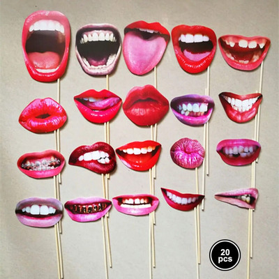 20 бр. Flamingo Hawaii Photo Booth Funny Lip Mouth Photobooth Подпори Сватбена украса Тропическо лято Luau Подпори за рожден ден