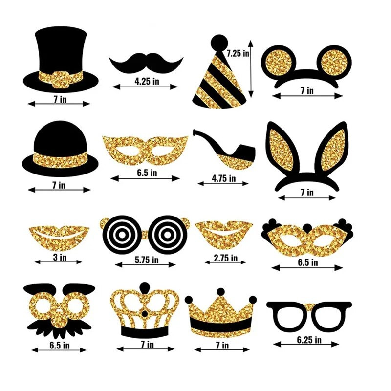 Auksiniai pudros vestuviniai akiniai nuotakos vakarėliui, paimkite žaidimo burną, juokingi nuotraukų rekvizitai