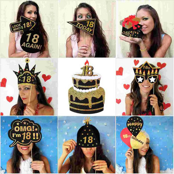 Tinksky Glitter 18th Happy Birthday Photo Booth Props Party Accessories for Birthday Party Decoration Favors Supplies A30