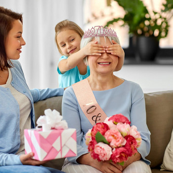 Princess Crowns 70-year-old Shoulder Strap Διακοσμήσεις πάρτι γενεθλίων Γυναικεία χρυσόσκονη Stretch Δώρα 70ης δεσποινίδας