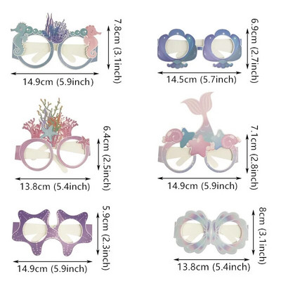 Mermaid Party Photo Booth kellékek Keret Papír Szemüveg Lányok Babazuhany Boldog Születésnapi Party PhotoBooth Kellékek Under The Sea Kellék