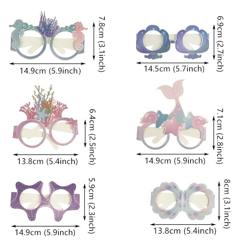 Mermaid Party Photo Booth kellékek Keret Papír Szemüveg Lányok Babazuhany Boldog Születésnapi Party PhotoBooth Kellékek Under The Sea Kellék