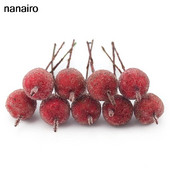 Lēti 10gab Mini mākslīgais ābolu stikla ogu kāzu dekorācijas simulācijas auglis putekšņlapa DIY Ziemassvētku ballītes dāvanu ornaments