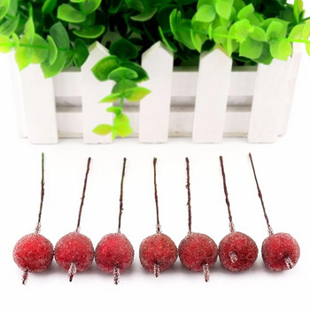 Φτηνές 10 τμχ Μίνι τεχνητό Apple Glass Berry Διακόσμηση Γάμου Προσομοίωση Fruit Stamen DIY Χριστουγεννιάτικο Δώρο Στολίδι