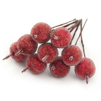 Φτηνές 10 τμχ Μίνι τεχνητό Apple Glass Berry Διακόσμηση Γάμου Προσομοίωση Fruit Stamen DIY Χριστουγεννιάτικο Δώρο Στολίδι