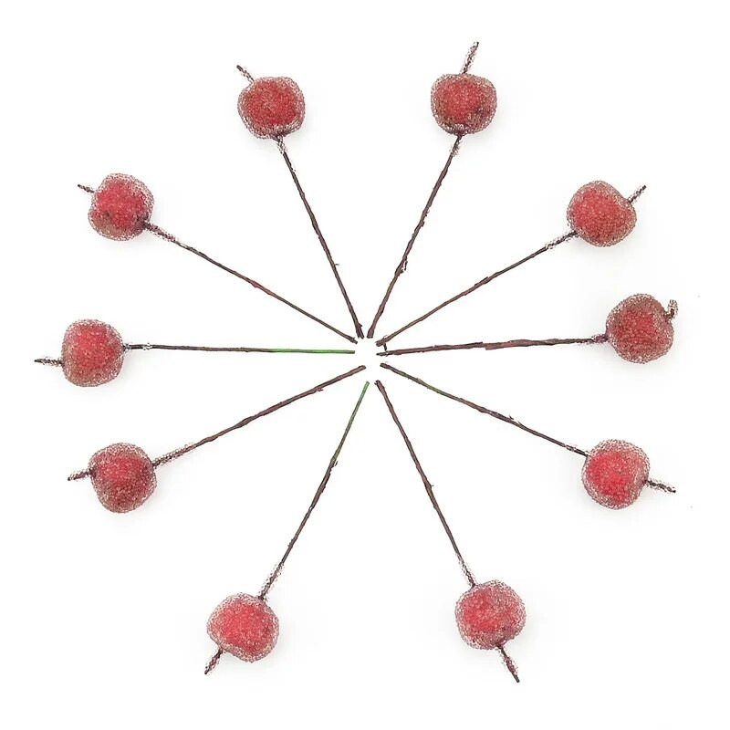 Lēti 10gab Mini mākslīgais ābolu stikla ogu kāzu dekorācijas simulācijas auglis putekšņlapa DIY Ziemassvētku ballītes dāvanu ornaments