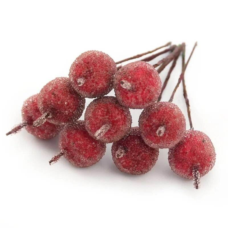 Lēti 10gab Mini mākslīgais ābolu stikla ogu kāzu dekorācijas simulācijas auglis putekšņlapa DIY Ziemassvētku ballītes dāvanu ornaments