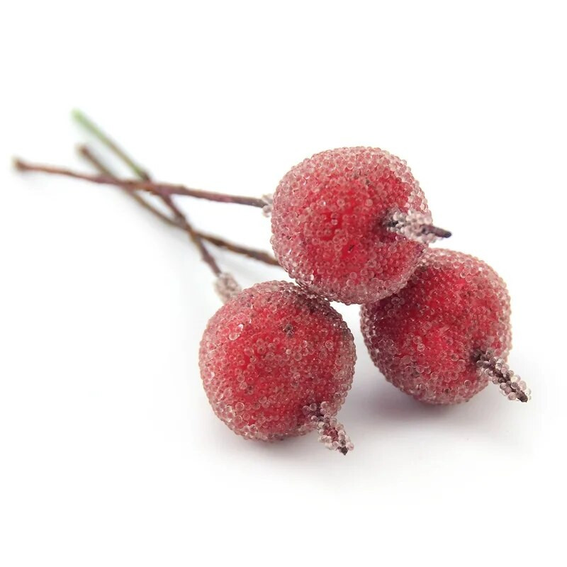 Lēti 10gab Mini mākslīgais ābolu stikla ogu kāzu dekorācijas simulācijas auglis putekšņlapa DIY Ziemassvētku ballītes dāvanu ornaments