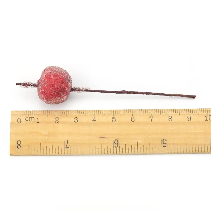 Lēti 10gab Mini mākslīgais ābolu stikla ogu kāzu dekorācijas simulācijas auglis putekšņlapa DIY Ziemassvētku ballītes dāvanu ornaments