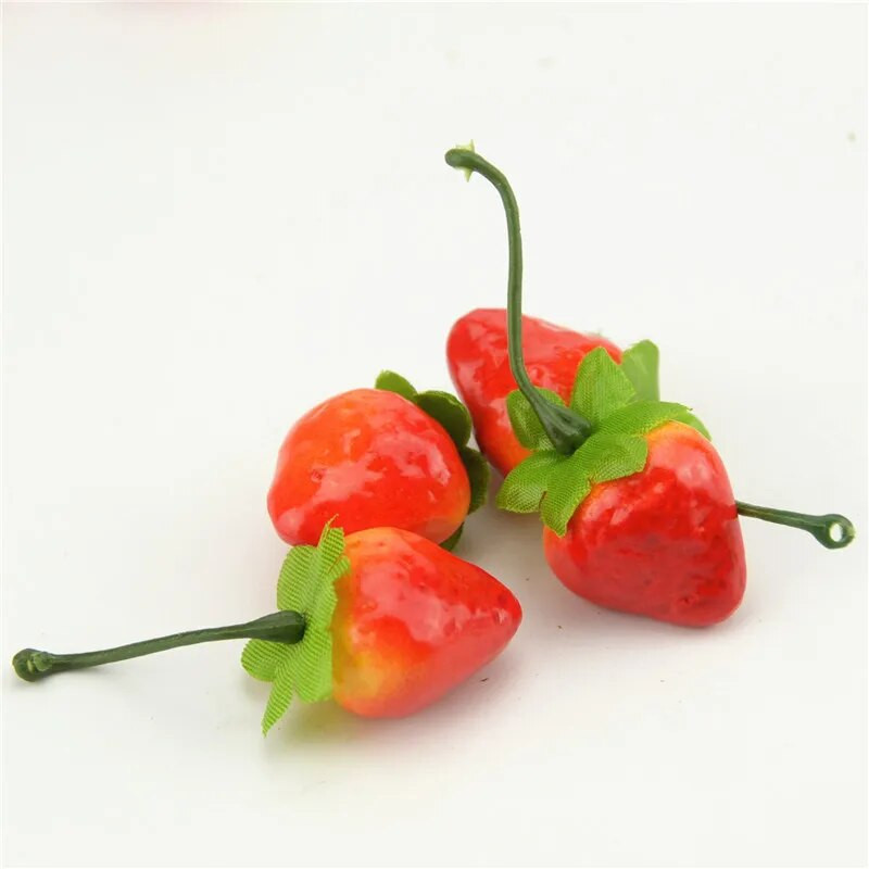 10 vnt/stal. 3 cm mini dirbtinių vaisių putos braškių netikras imitacija vaisius, gyvas namas vestuvių vakarėlio sodas dekoravimui