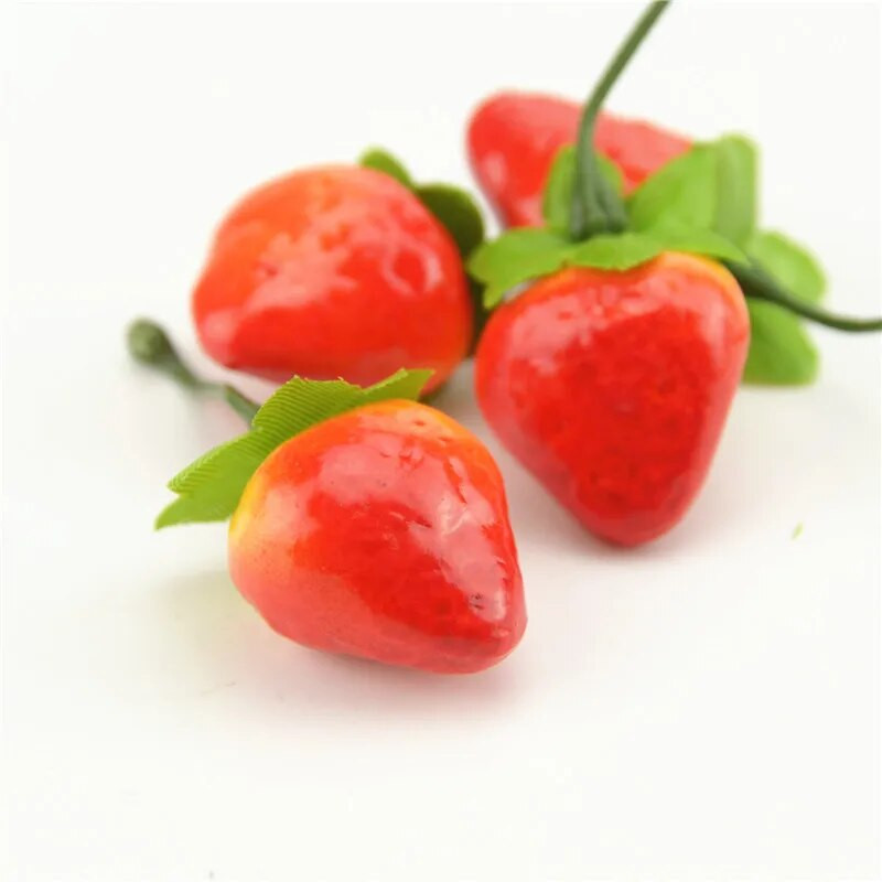 10 vnt/stal. 3 cm mini dirbtinių vaisių putos braškių netikras imitacija vaisius, gyvas namas vestuvių vakarėlio sodas dekoravimui