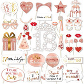 35 vnt. Moteriškos 18 21 30 metų Gimtadienio temos Fotobūdelės rekvizitai Princess Crown būdelės priedai Gimtadienio papuošimai suaugusiems