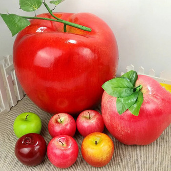 Τεχνητά μήλα προσομοιωμένα μήλα φρούτων Ψεύτικη οθόνη με φρούτα Κατάστημα σπιτιού Είδη διακόσμησης κουζίνας Κόκκινο πράσινο Διακόσμηση φωτογραφιών