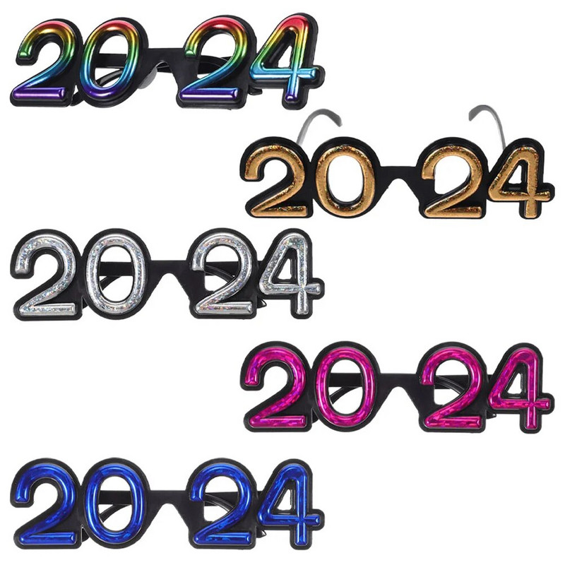 5 vnt. akiniai Naujųjų metų vakarėlio fotorekvizitai modeliavimo reikmenys 2024 m. akiniai akiniai nuo saulės