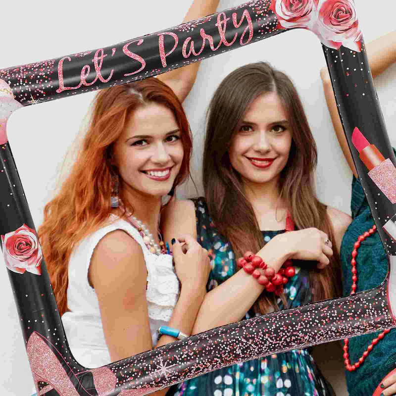 Подпори за снимки Надуваема рамка за рожден ден Селфи Украса 75X65CM Розово злато Pvc аксесоари Булка