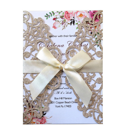 Csillogó esküvői meghívó Love Forever Finom faragott lézerrel vágott meghívók Romantikus esküvői meghívó