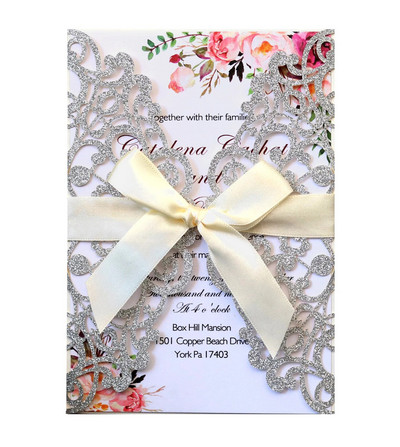 Csillogó esküvői meghívó Love Forever Finom faragott lézerrel vágott meghívók Romantikus esküvői meghívó