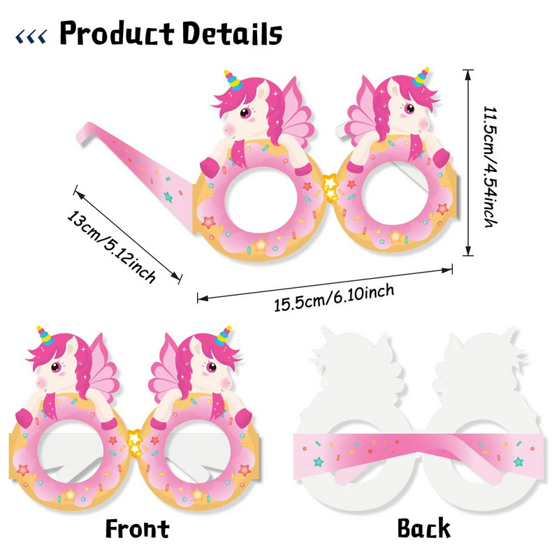 Реквизит за снимки на еднорог за детски рожден ден, хартиени чаши, декорация на еднорог, 8 бр.