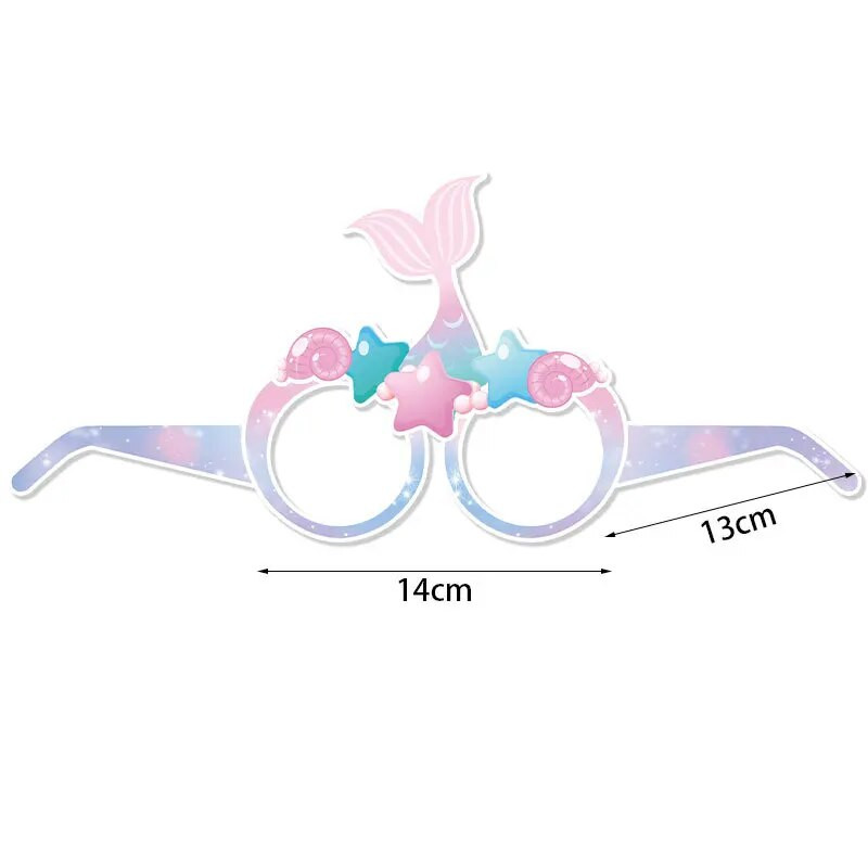 Ookeani merineitsi puuviljapaberist prillid lastele, suvepeo kaunistus, festivalipidu, fotorekvisiidid, 6 tk komplektis