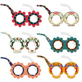 Хартиени очила за мексиканския Ден на мъртвите, декорация на тема ужаси, призрачен реквизит за снимки, 6 бр.