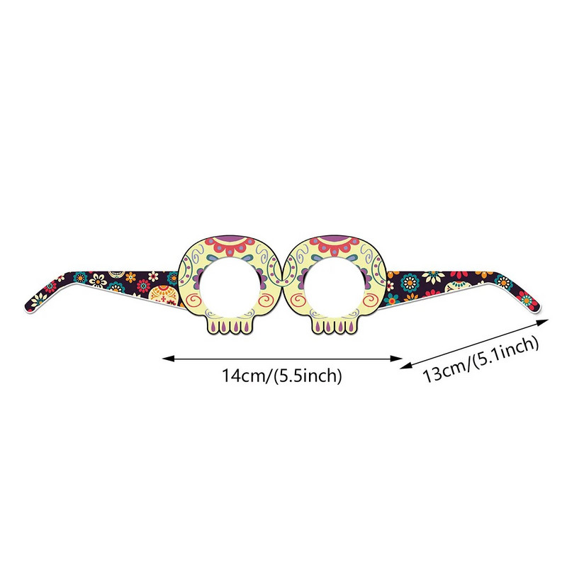 Хартиени очила за мексиканския Ден на мъртвите, декорация на тема ужаси, призрачен реквизит за снимки, 6 бр.