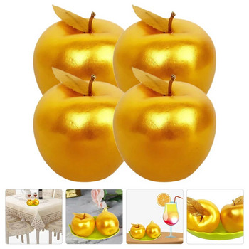 4 τμχ Προσομοιωμένα Χρυσά Πλαστικά Παιχνίδια Αφρός Παιχνίδι Φρούτα Εστιατορίου Φρούτα Μοντέλο Διακόσμηση Μοντέλα Προσομοίωση Μήλα