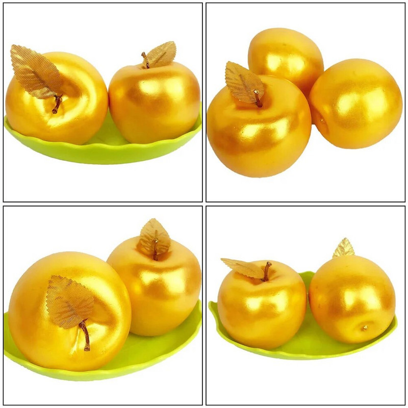 4 kom simulirane zlatne plastične igračke igračke od pjene Voćni restoran Voćni model Dekorativni modeli Simulacija jabuka
