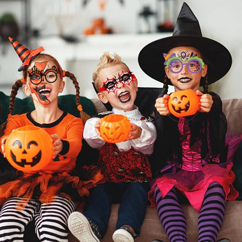 Хартиени очила за декорация на Хелоуин, призрачно парти, забавни фотографски реквизити, тиквен паяк, призрачен прилеп, комплект от 12 бр.