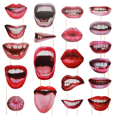 20db Party Photo Booth kellékek szájjal kézi party szelfi fotó kellékek gyerekeknek nők születésnapi esküvői ballagási kellékek