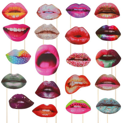 20db Party Photo Booth kellékek szájjal kézi party szelfi fotó kellékek gyerekeknek nők születésnapi esküvői ballagási kellékek