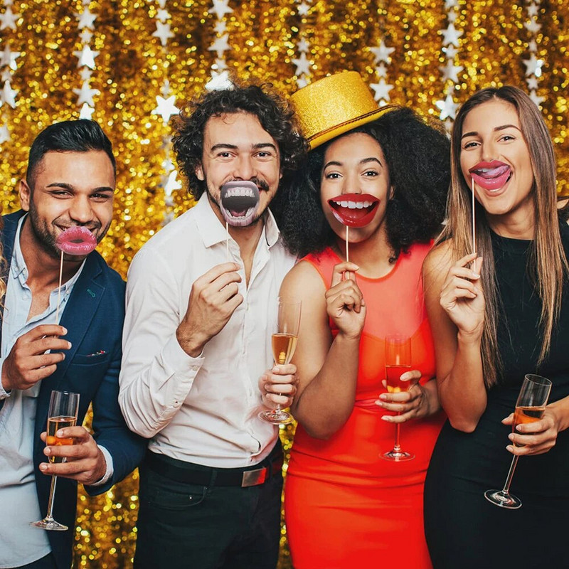 20db Party Photo Booth kellékek szájjal kézi party szelfi fotó kellékek gyerekeknek nők születésnapi esküvői ballagási kellékek