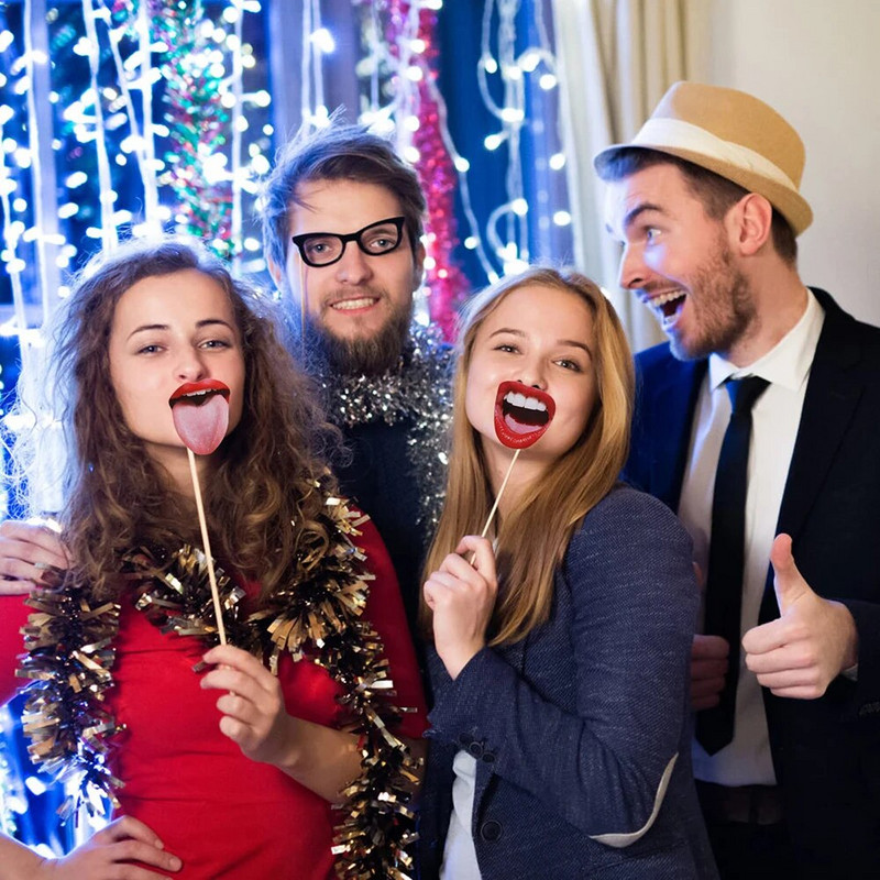 20db Party Photo Booth kellékek szájjal kézi party szelfi fotó kellékek gyerekeknek nők születésnapi esküvői ballagási kellékek