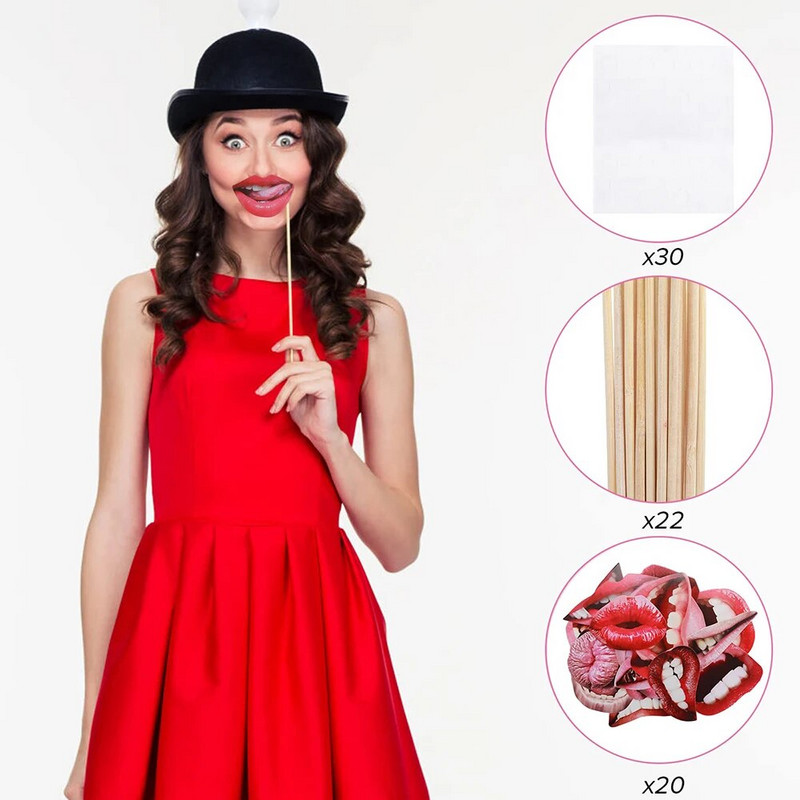 20db Party Photo Booth kellékek szájjal kézi party szelfi fotó kellékek gyerekeknek nők születésnapi esküvői ballagási kellékek