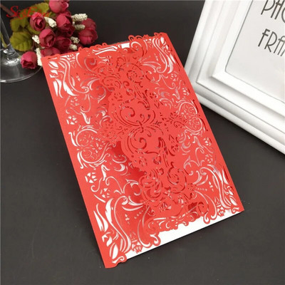 1kom Romantične šuplje pozivnice za vjenčanje Kartice Papir i komplet omota za vjenčanje Rođendanska dekoracija za zabavu pod tušem 6Z SH073