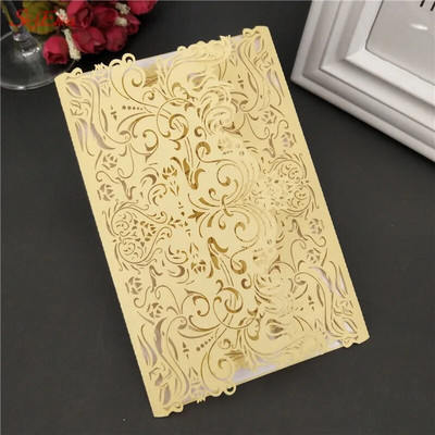 1kom Romantične šuplje pozivnice za vjenčanje Kartice Papir i komplet omota za vjenčanje Rođendanska dekoracija za zabavu pod tušem 6Z SH073