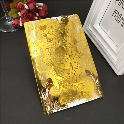 1kom Romantične šuplje pozivnice za vjenčanje Kartice Papir i komplet omota za vjenčanje Rođendanska dekoracija za zabavu pod tušem 6Z SH073