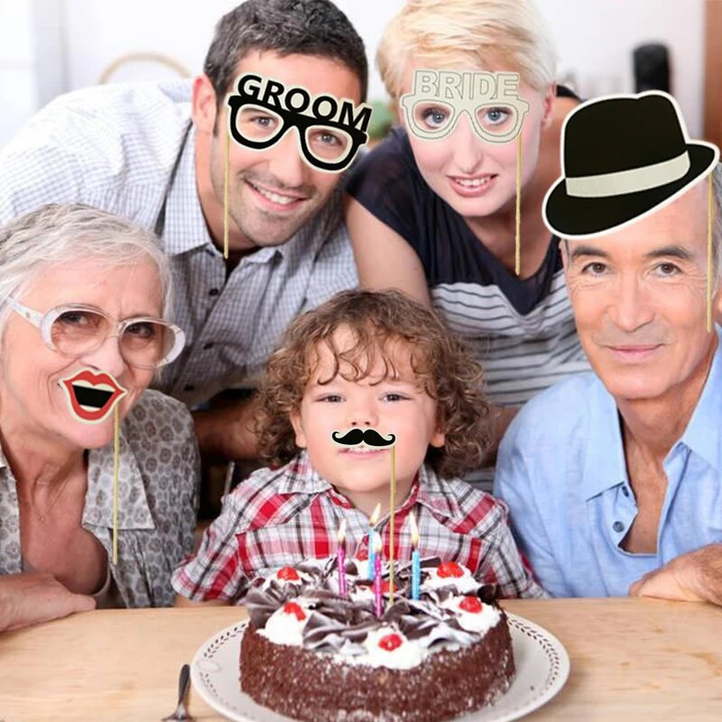 Vakarėlio rekvizitai Nuotraukų būdelės priedai Juokingi lūpos ūsai Pipe Photo Booth rekvizitai Foto skambučių rinkiniai Gimtadienio vestuvių vakarėlio dekoravimas