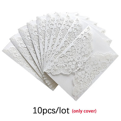 10kom Pozivnica za vjenčanje Omot za kartice Laserski izrezani Bijelo zlato Retro Čestitka Vjenčanje Rođendanska zabava Baby Shower Party pribor