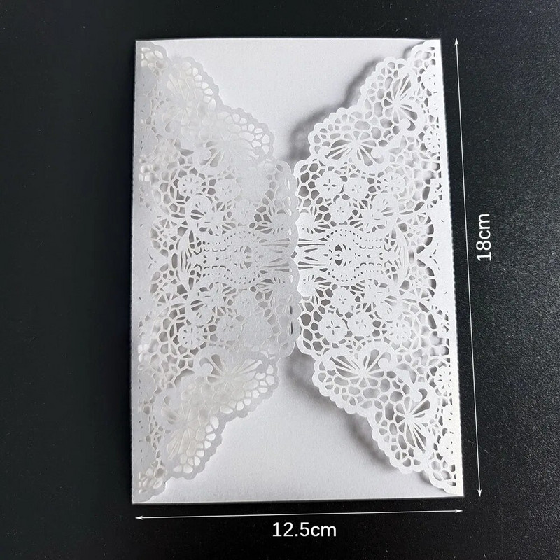 10kom Pozivnica za vjenčanje Omot za kartice Laserski izrezani Bijelo zlato Retro Čestitka Vjenčanje Rođendanska zabava Baby Shower Party pribor