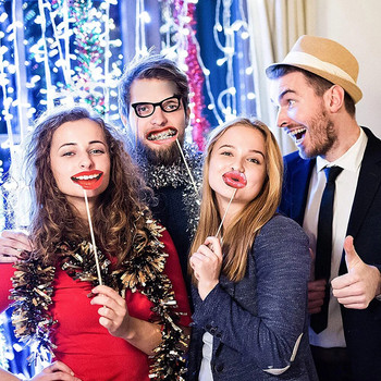 20Pcs Photo Booth Props Adult Funny Lip Mouth DIY Photobooth Props Photocall Γάμος Γενέθλια Bachelor Party Διακόσμηση χειλιών για κορίτσια