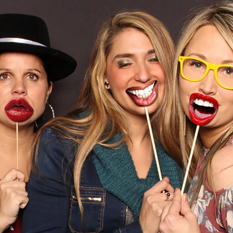 20 vnt. Nuotraukų būdelės rekvizitai suaugusiems, juokingi lūpų burnai, „pasidaryk pats“ nuotraukų kabinos rekvizitai Fotoskambučiai Vestuvių gimtadienio bernvakario mergaičių lūpų dekoravimas