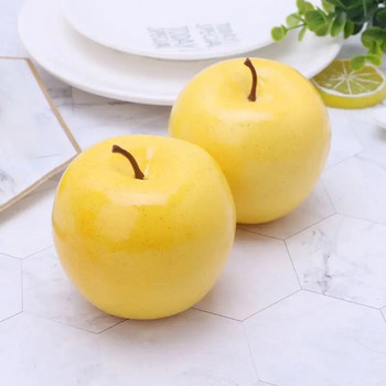 Реалистичен изкуствен плод за ябълка Ярко жълт цвят Kitchen Fake D F1FB
