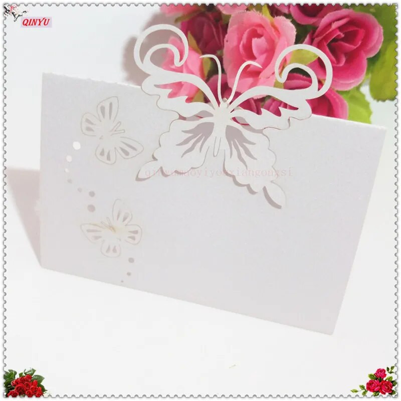 10 komada Laserski izrezani leptir Svadbena zabava Ime stola Kartice s naklonošću Dekoracija vjenčanja Potrepštine za rođendansku zabavu 7Z