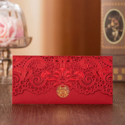 5 X червени пакети Китайски кухи сватбени новогодишни червени пакети Парти подаръци