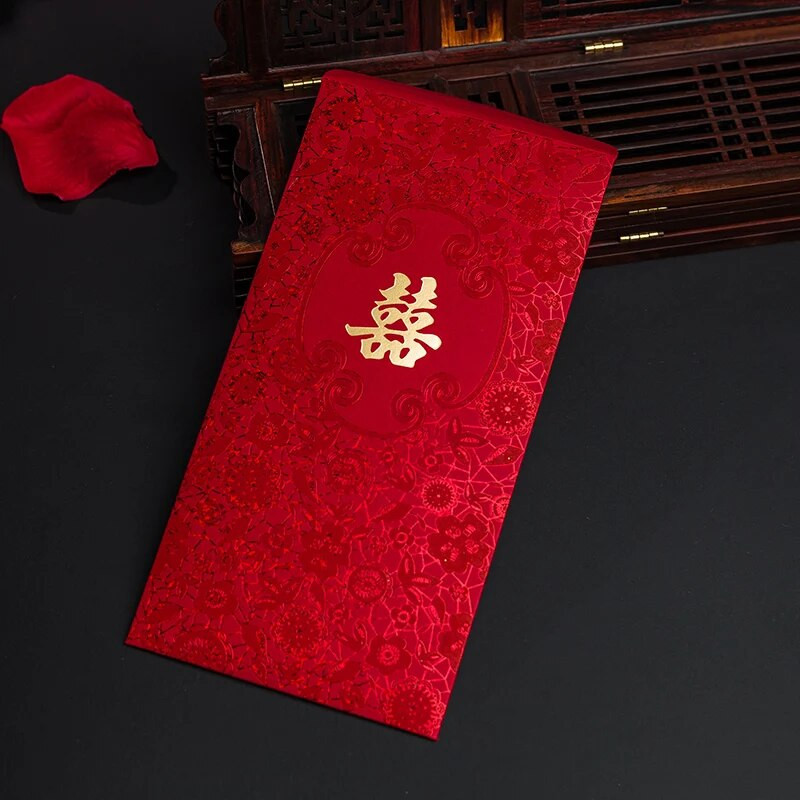 5 X piros csomagok Kínai üreges esküvői újévi piros csomagok, party ajándékok